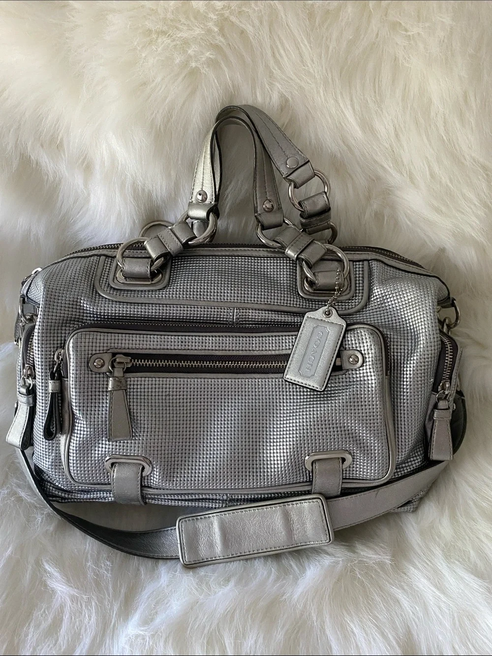Coach Cambridge Collection Textured Metallic Alexa Large Satchel